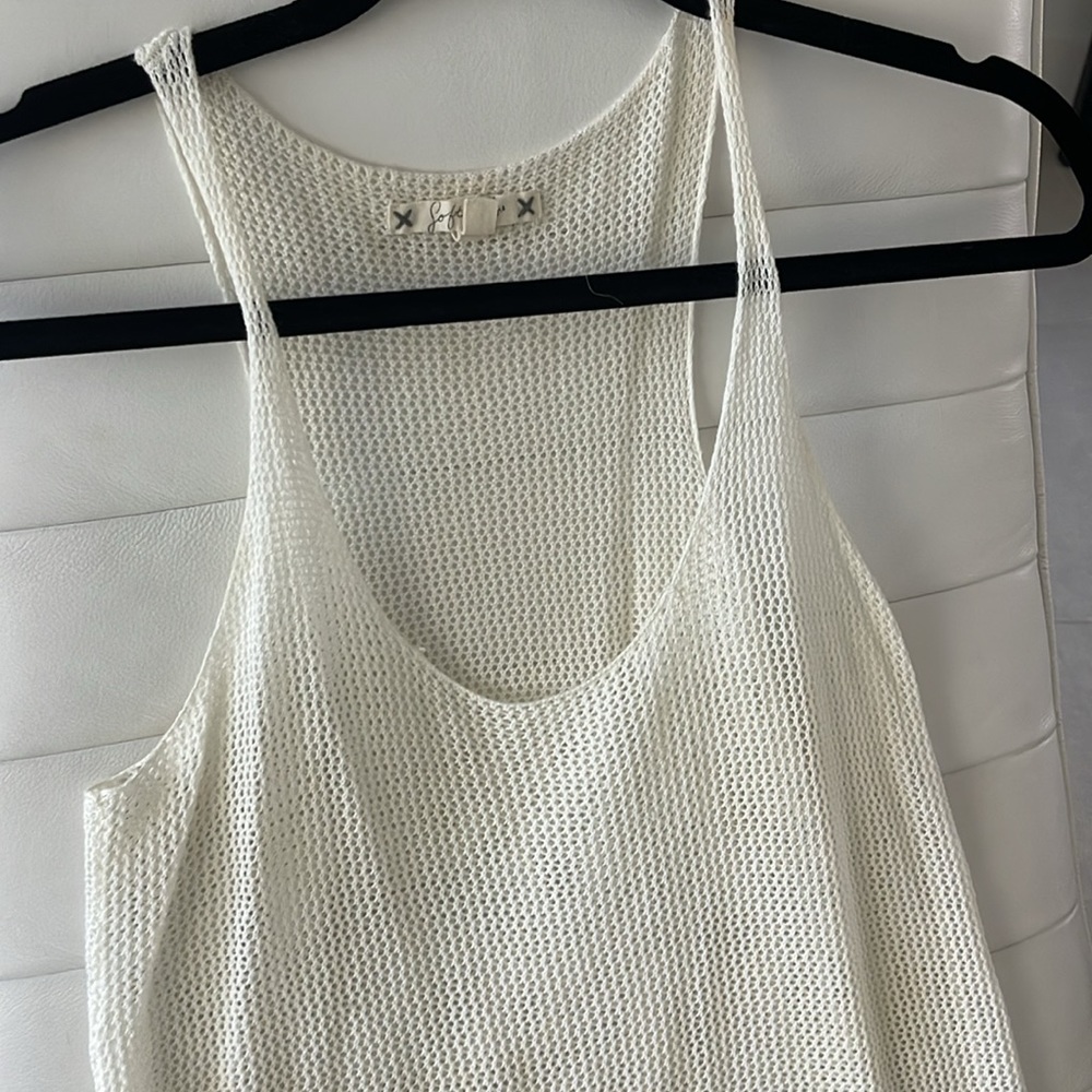 Soft women size small white ivory cream cotton racerback top swim coverup knit